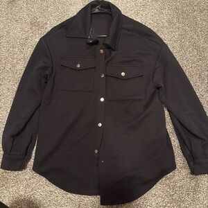 Black Button-Up Shirt Jacket